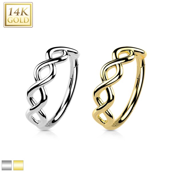 14K złoto kolczyk segmentowy do nosa i uszu w stylu Infinity Twist Clicker Hoop